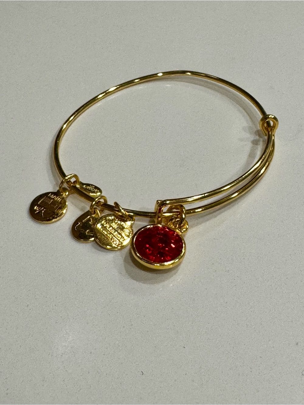 Alex and Ani July Birthstone Ruby Red Crystal Gold Bangle Bracelet